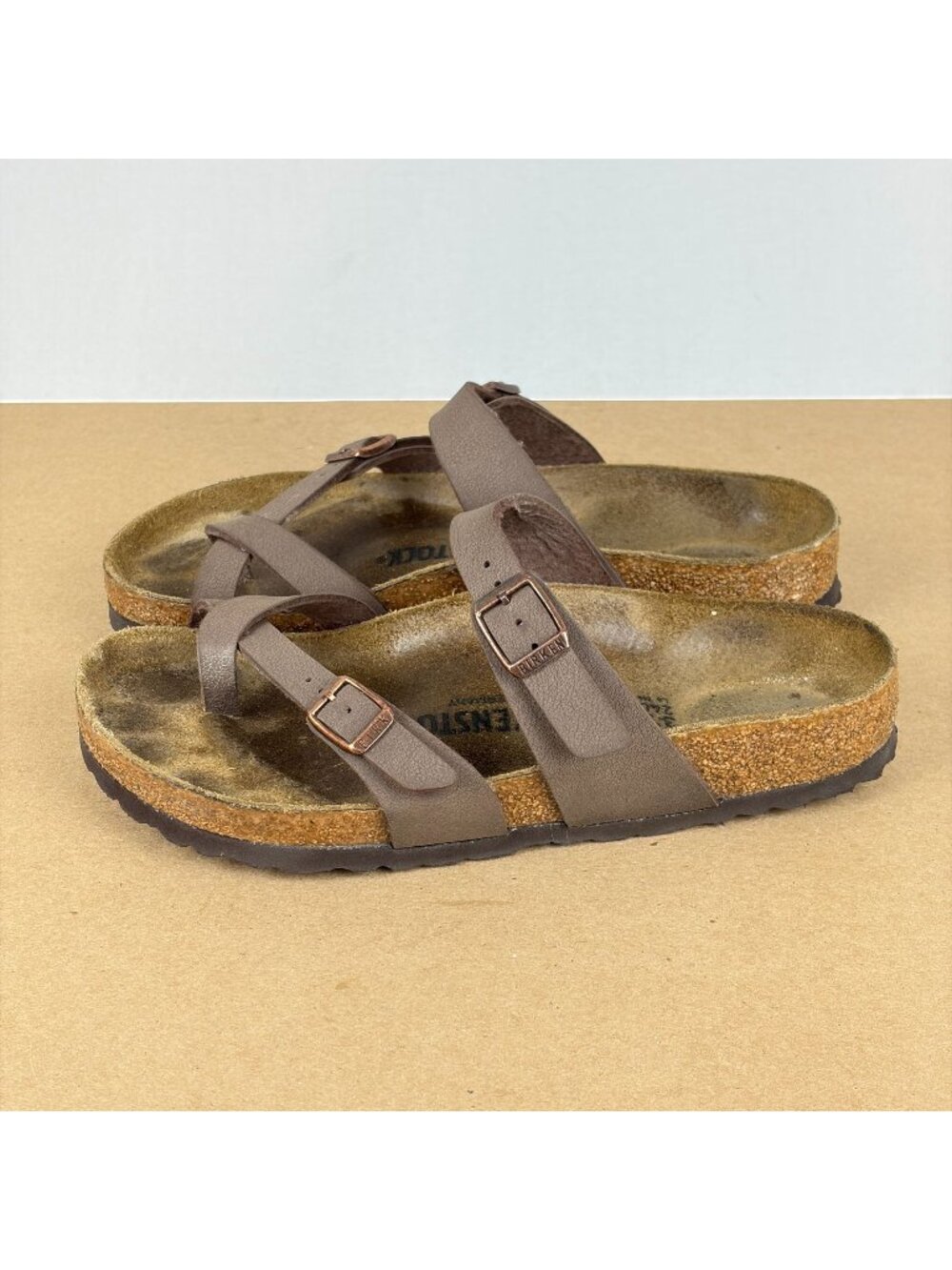 Birkenstock Mayari Birko Flor Sandals Womens 6 Brown Slip On Toe Strap Buckles
